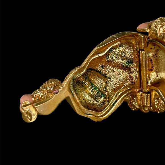 VTG 1999 Estee Lauder Poodle Solid Perfume Compact ONLY Dazzling Gold Rhinestone - Picture 7 of 9